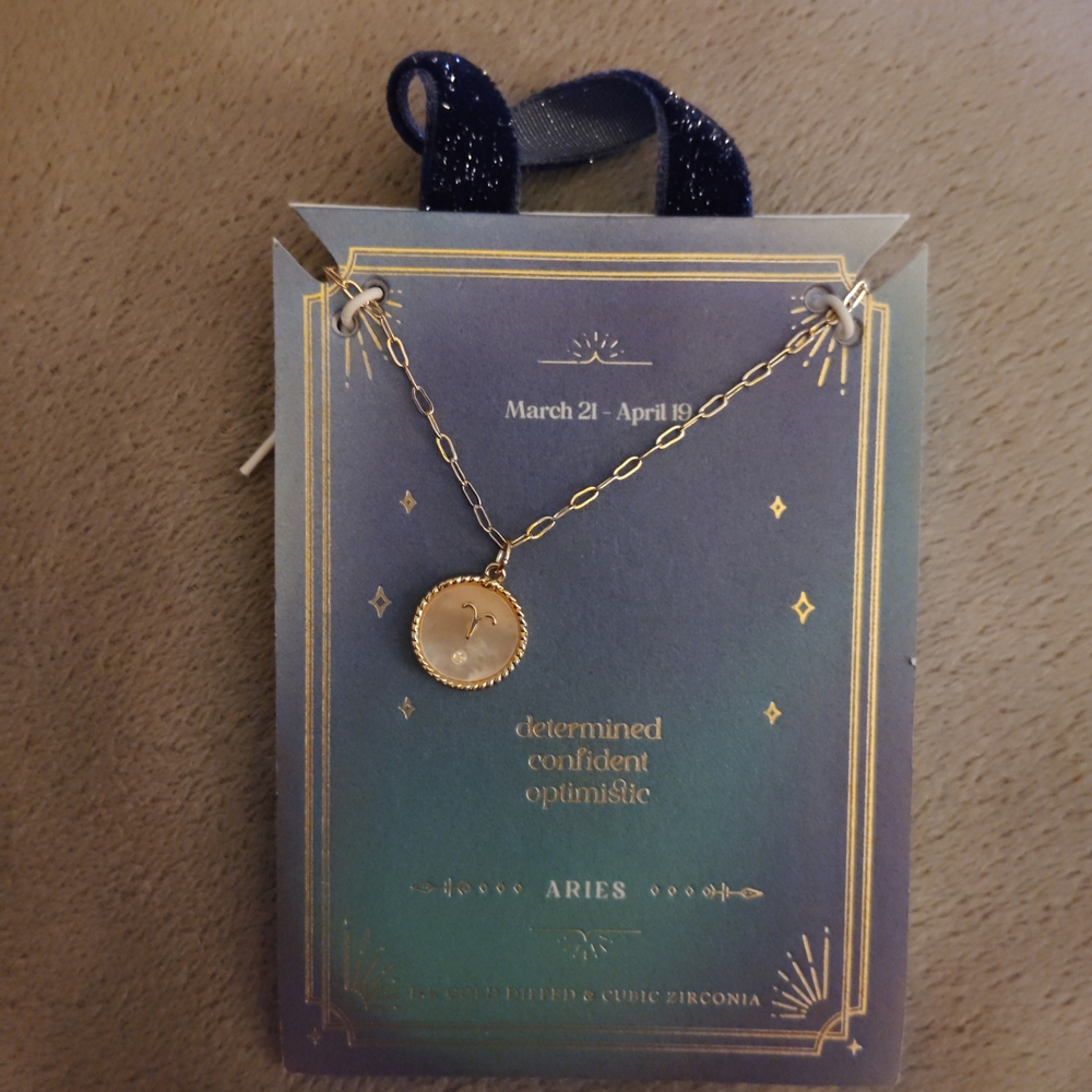 Gold Aries Zodiac Necklace